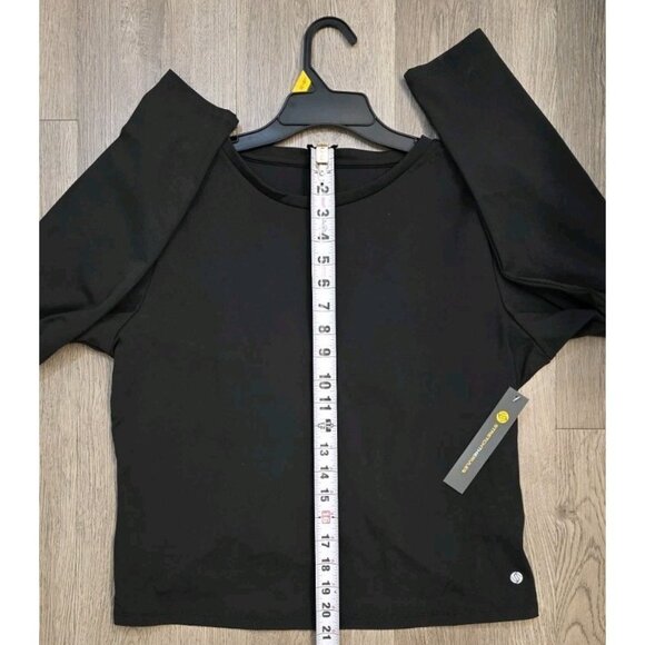 Stretch The Rules Women Black Long Sleeve Ruched Back Athletic Top L - Picture 6 of 8